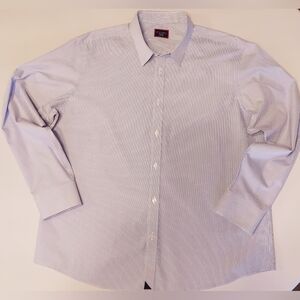 UNTUCKit Striped Blue/White Men's Long Sleeve Button Down, XXL